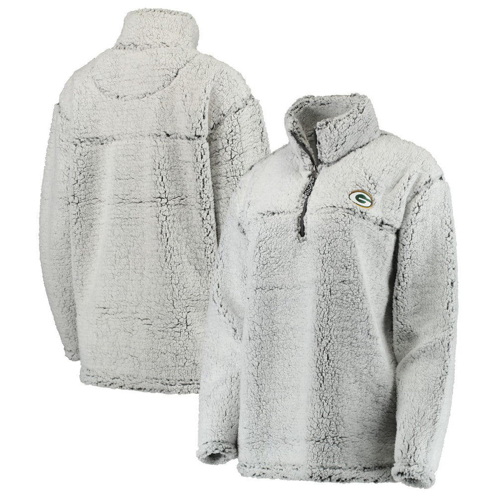 Green Bay Packers Women's Sherpa Quarter-Zip Pullover Jacket - Gray sale