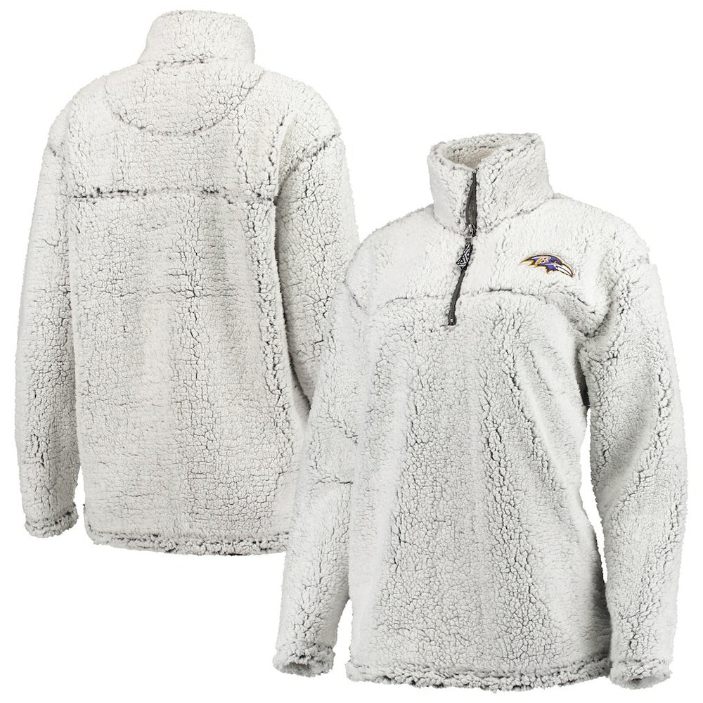 Baltimore Ravens G-III 4Her by Carl Banks Women's Sherpa Quarter-Zip Pullover Jacket - Gray outlet
