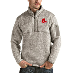 Boston Red Sox Antigua Fortune Quarter-Zip Pullover Jacket - Oatmeal