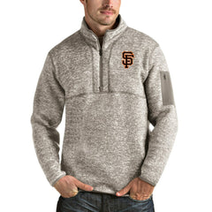 San Francisco Giants Antigua Fortune Quarter-Zip Pullover Jacket - Oatmeal