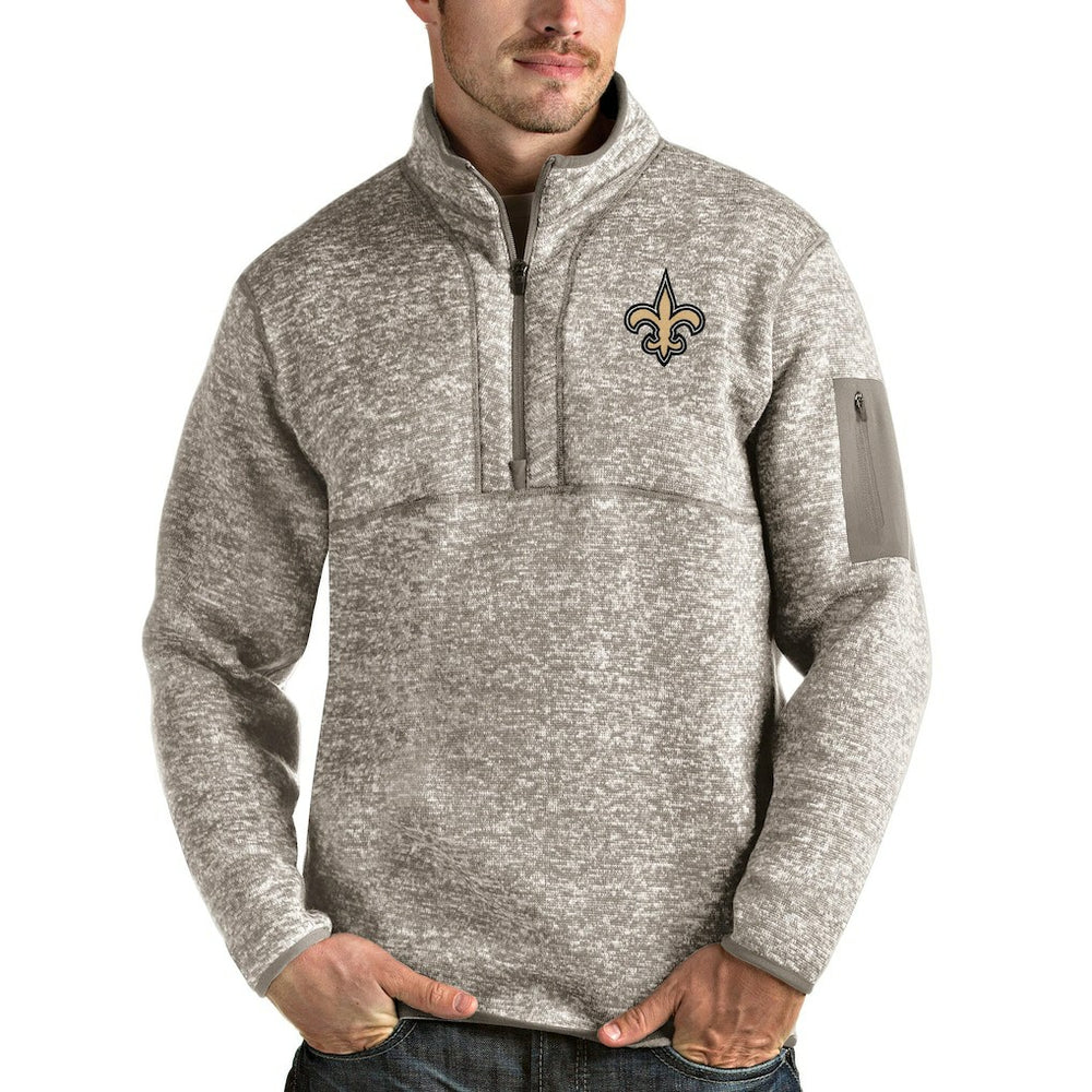 New Orleans Saints Antigua Fortune Quarter-Zip Pullover Jacket - Oatmeal outlet