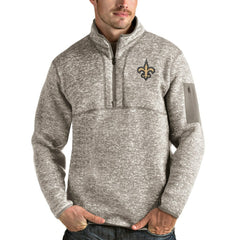 New Orleans Saints Antigua Fortune Quarter-Zip Pullover Jacket - Oatmeal outlet