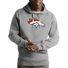 Denver Broncos Antigua Victory Pullover Hoodie - Heather Gray cheap