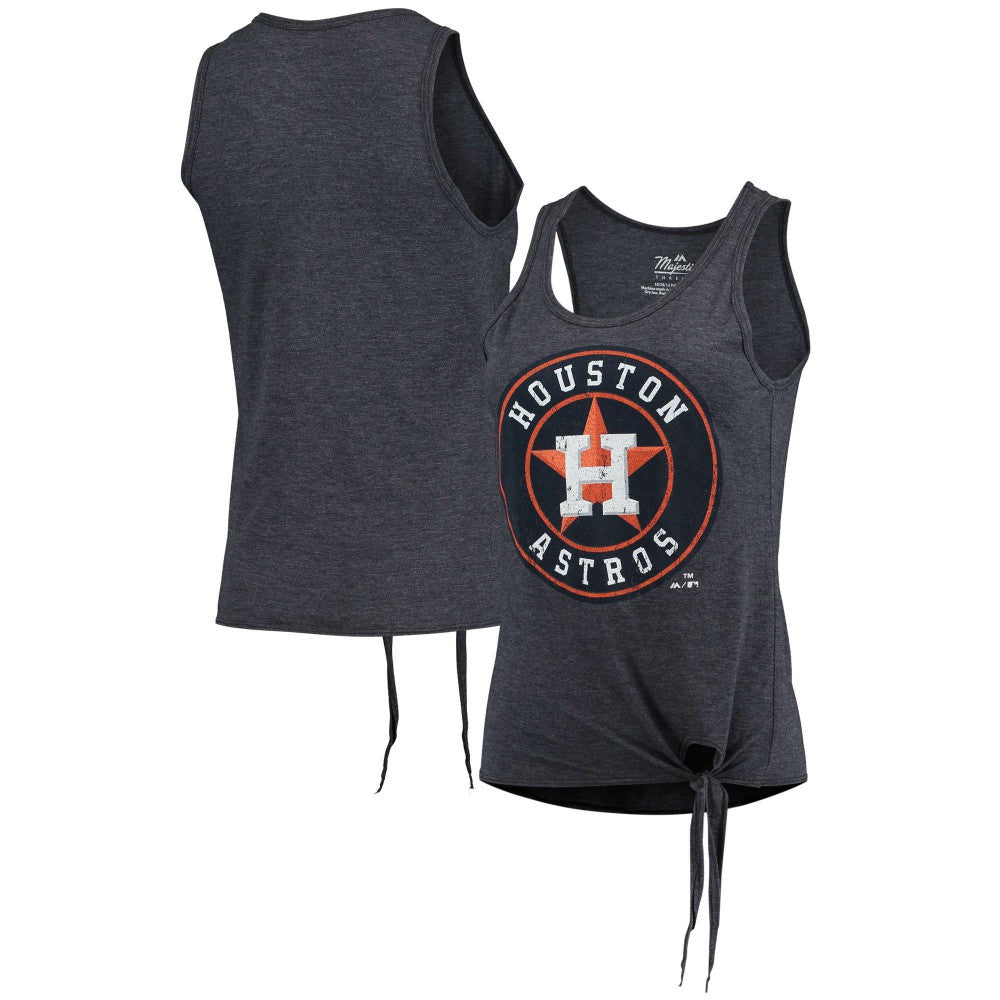 Houston Astros Majestic Threads Women's Scoop Neck Racerback Side Tie Tri-Blend Tank Top - Navy