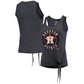 Houston Astros Majestic Threads Women's Scoop Neck Racerback Side Tie Tri-Blend Tank Top - Navy