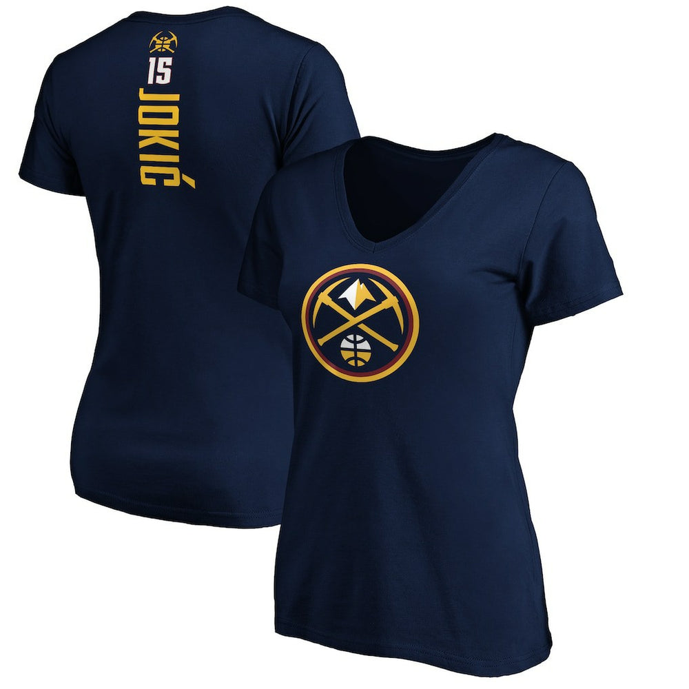 Nikola Jokic Denver Nuggets Women's Playmaker Name & Number V-Neck T-Shirt sale - Navy on sale