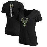 Giannis Antetokounmpo Milwaukee Bucks Women's Playmaker Name & Number V-Neck T-Shirt - Black shop