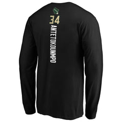 Giannis Antetokounmpo Milwaukee Bucks Playmaker Name & Number Long Sleeve T-Shirt - Black outlet