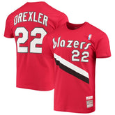 Clyde Drexler Portland Trail Blazers Hardwood Classics Player Name & Number T-Shirt - Red | Mitchell & Ness online