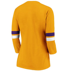 Los Angeles Lakers Women's Iconic Prolific Modern 3/4-Sleeve T-Shirt - Gold | Fanatics online
