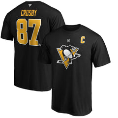 Sidney Crosby Pittsburgh Penguins Fanatics Authentic Stack Player Name & Number T-Shirt Black