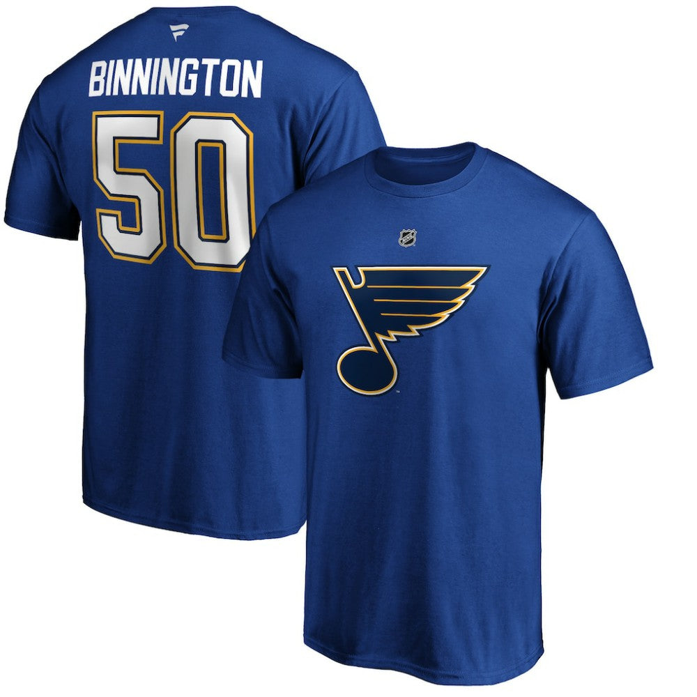 Jordan Binnington St. Louis Blues Fanatics Authentic Stack Player Name & Number T-Shirt Blue