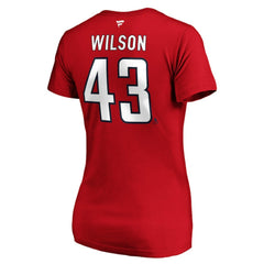 Tom Wilson Washington Capitals Fanatics Women's Authentic Stack Name & Number V-Neck T-Shirt Red