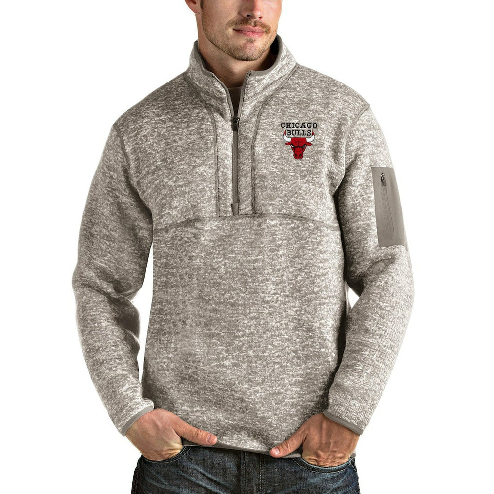 Chicago Bulls Antigua Fortune Quarter-Zip Pullover Jacket - Natural sale