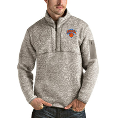 New York Knicks Antigua Fortune Quarter-Zip Pullover Jacket - Natural online