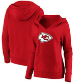 Kansas City Chiefs Women's Primary Team Logo V-Neck Pullover Hoodie - Red discount