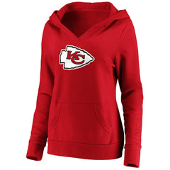 Kansas City Chiefs Women's Primary Team Logo V-Neck Pullover Hoodie - Red discount
