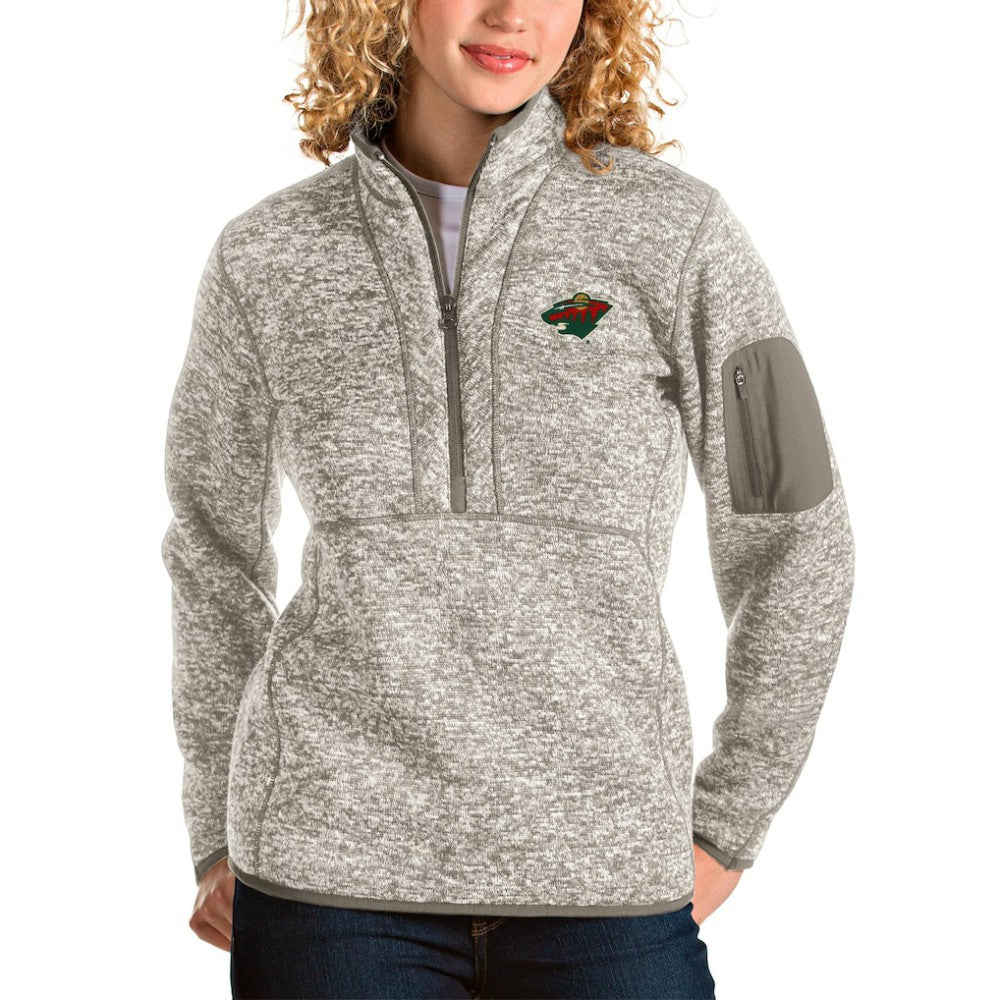 Minnesota Wild Antigua Women's Fortune Half-Zip Sweatshirt Oatmeal