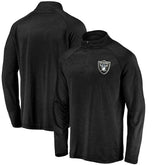 Las Vegas Raiders Striated Primary Logo Raglan Quarter-Zip Pullover Jacket - Black sale