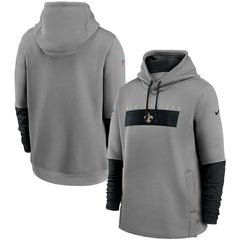 New Orleans Saints Sideline Playbook Performance Pullover Hoodie - Heathered Gray/Black | Nike on sale