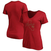 San Francisco 49ers Women's Iconic Script State V-Neck T-Shirt - Scarlet on sale