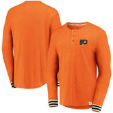 Philadelphia Flyers Fanatics True Classics Henley Long Sleeve T-Shirt Heathered Orange
