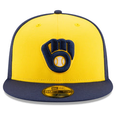 Milwaukee Brewers Alternate Authentic Collection On-Field 59FIFTY Fitted Hat - Navy/Yellow | New Era