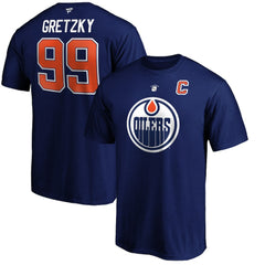 Wayne Gretzky Edmonton Oilers Fanatics Authentic Stack Retired Player Name & Number T-Shirt Royal