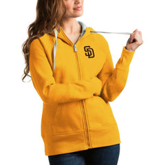 San Diego Padres Antigua Women's Victory Full-Zip Hoodie - Gold