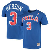 Allen Iverson Philadelphia 76ers Hardwood Classics Name & Number Player T-Shirt - Royal | Mitchell & Ness shop