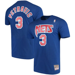 Drazen Petrovic Brooklyn Nets Hardwood Classics Name & Number Player T-Shirt - Royal | Mitchell & Ness on sale