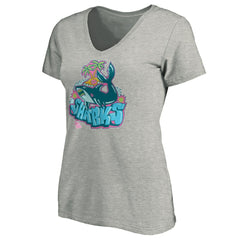 San Jose Sharks Women's Graffiti Shark V-Neck T-Shirt Heather Gray