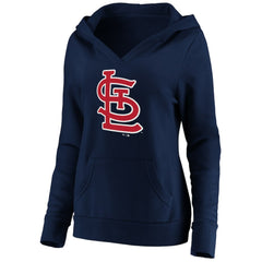 St. Louis Cardinals Women's Official Logo Crossover V-Neck Pullover Hoodie - Navy