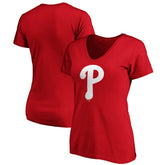 Philadelphia Phillies Women's Core Official Logo V-Neck T-Shirt - Red