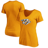 Nashville Predators Fanatics Women's Primary Logo V-Neck T-Shirt Gold