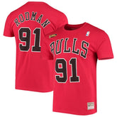 Dennis Rodman Chicago Bulls Hardwood Classics Stitch Name & Number T-Shirt sale - Red | Mitchell & Ness sale