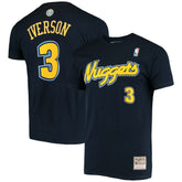 Allen Iverson Denver Nuggets Hardwood Classics Stitch Name & Number T-Shirt sale - Navy | Mitchell & Ness shop
