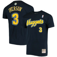 Allen Iverson Denver Nuggets Hardwood Classics Stitch Name & Number T-Shirt sale - Navy | Mitchell & Ness shop