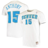 Carmelo Anthony Denver Nuggets Hardwood Classics Stitch Name & Number T-Shirt - White | Mitchell & Ness online
