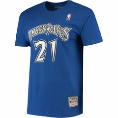 Kevin Garnett Minnesota Timberwolves Hardwood Classics Stitch Name & Number T-Shirt - Blue | Mitchell & Ness shop