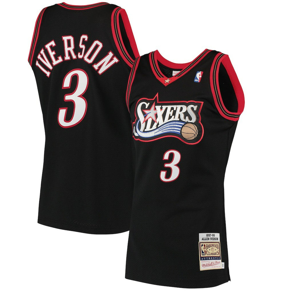 Allen Iverson Philadelphia 76ers 1997/98 Hardwood Classics Authentic Jersey - Black | Mitchell & Ness discount