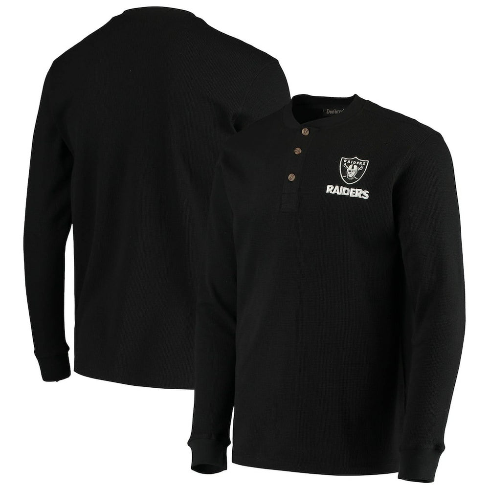 Las Vegas Raiders Dunbrooke Logo Maverick Thermal Henley Long Sleeve T-Shirt - Black sale