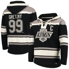 Wayne Gretzky Los Angeles Kings '47 Retired Player Name & Number Lacer Pullover Hoodie Black
