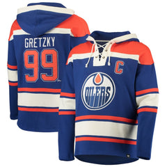 Wayne Gretzky Edmonton Oilers '47 Retired Player Name & Number Lacer Pullover Hoodie Royal