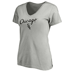 Chicago White Sox Women's Team Logo Lockup V-Neck T-Shirt - Heathered Gray