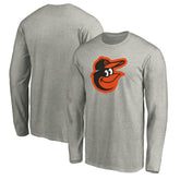 Baltimore Orioles Official Team Logo Long Sleeve T-Shirt - Heather Gray