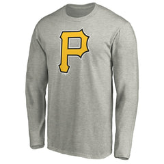 Pittsburgh Pirates Official Team Logo Long Sleeve T-Shirt - Heather Gray