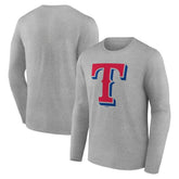 Texas Rangers Official Team Logo Long Sleeve T-Shirt - Heather Gray