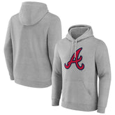 Atlanta Braves Official Logo Fitted Pullover Hoodie - Heather Gray