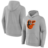 Baltimore Orioles Official Logo Fitted Pullover Hoodie - Heather Gray